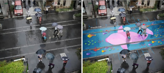 Festmények az utakon, amik csak esőben láthatók